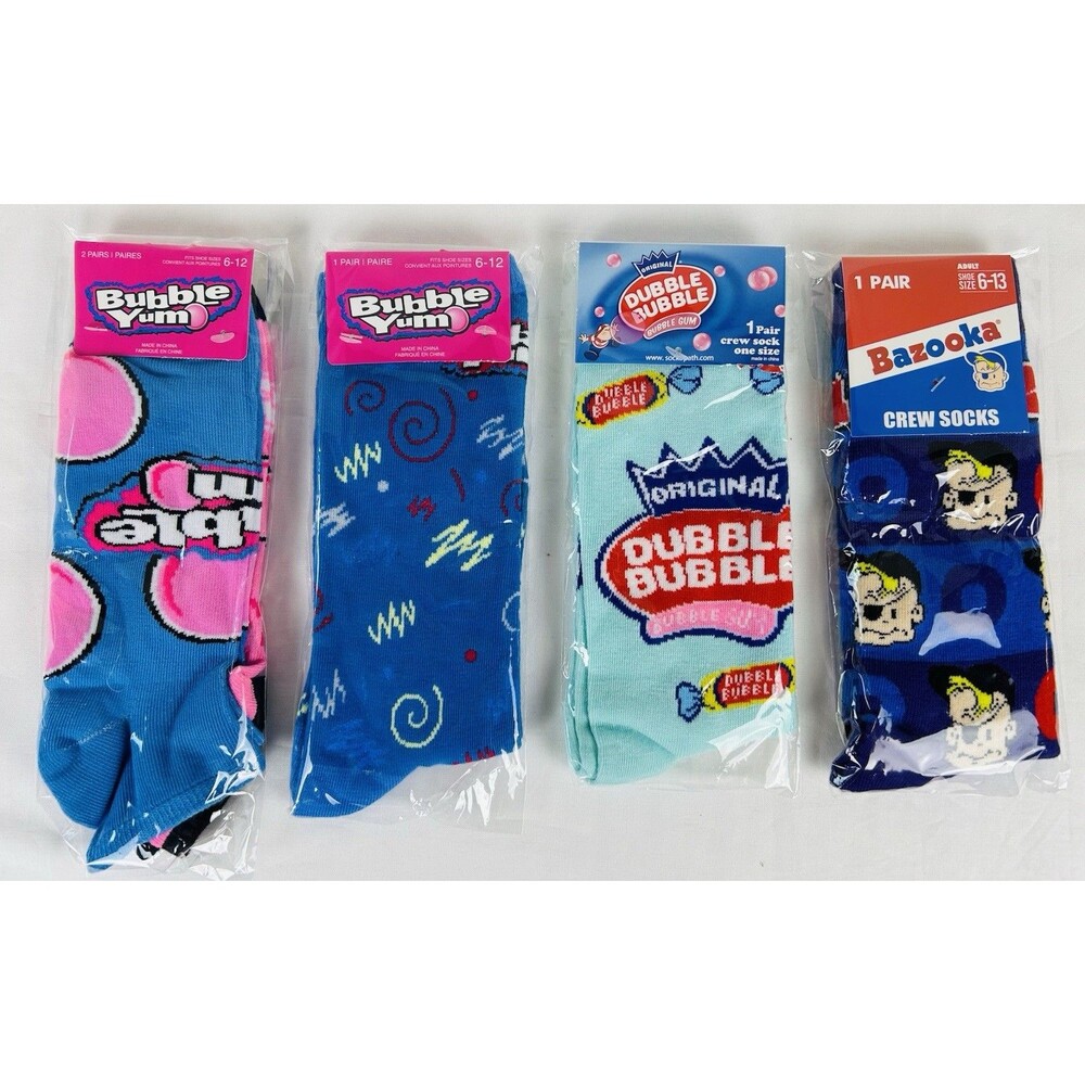 Novelty Crew & Ankle Socks Men’s Size 6-12/13  & 9-13 Bubble Gum Lot of 5 New